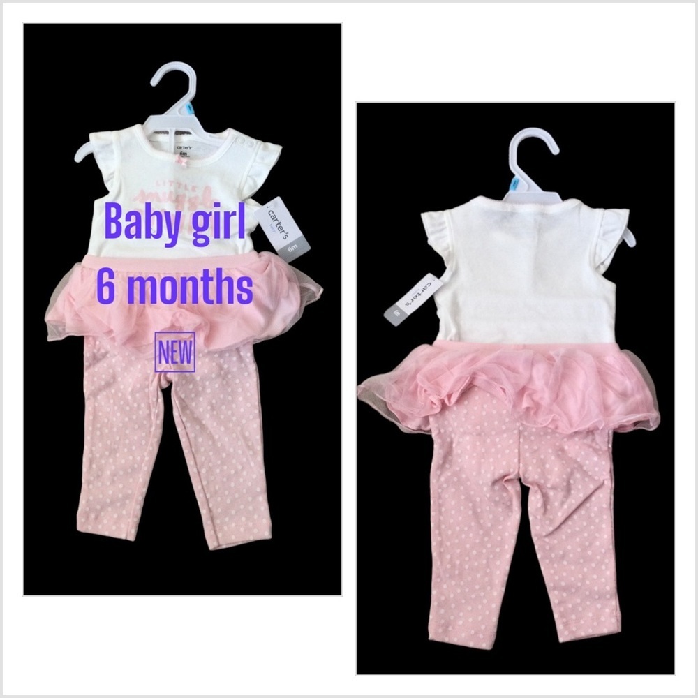 Baby Girl Carter's 6 Mo Pink Outfit Romper Tutu Girl Pink Little Snuggle Boonny